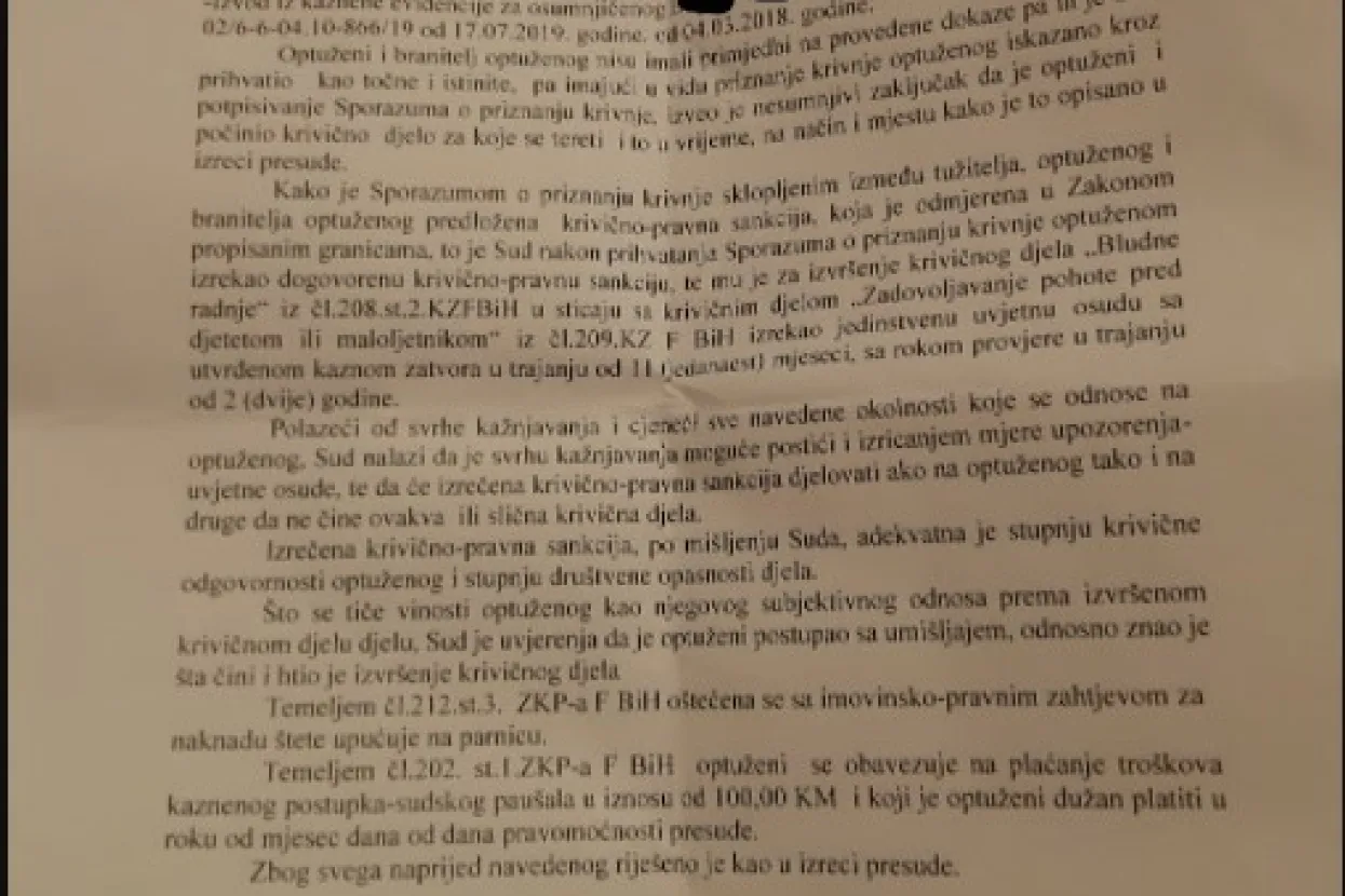 Presuda Za spolno uznemiravanje