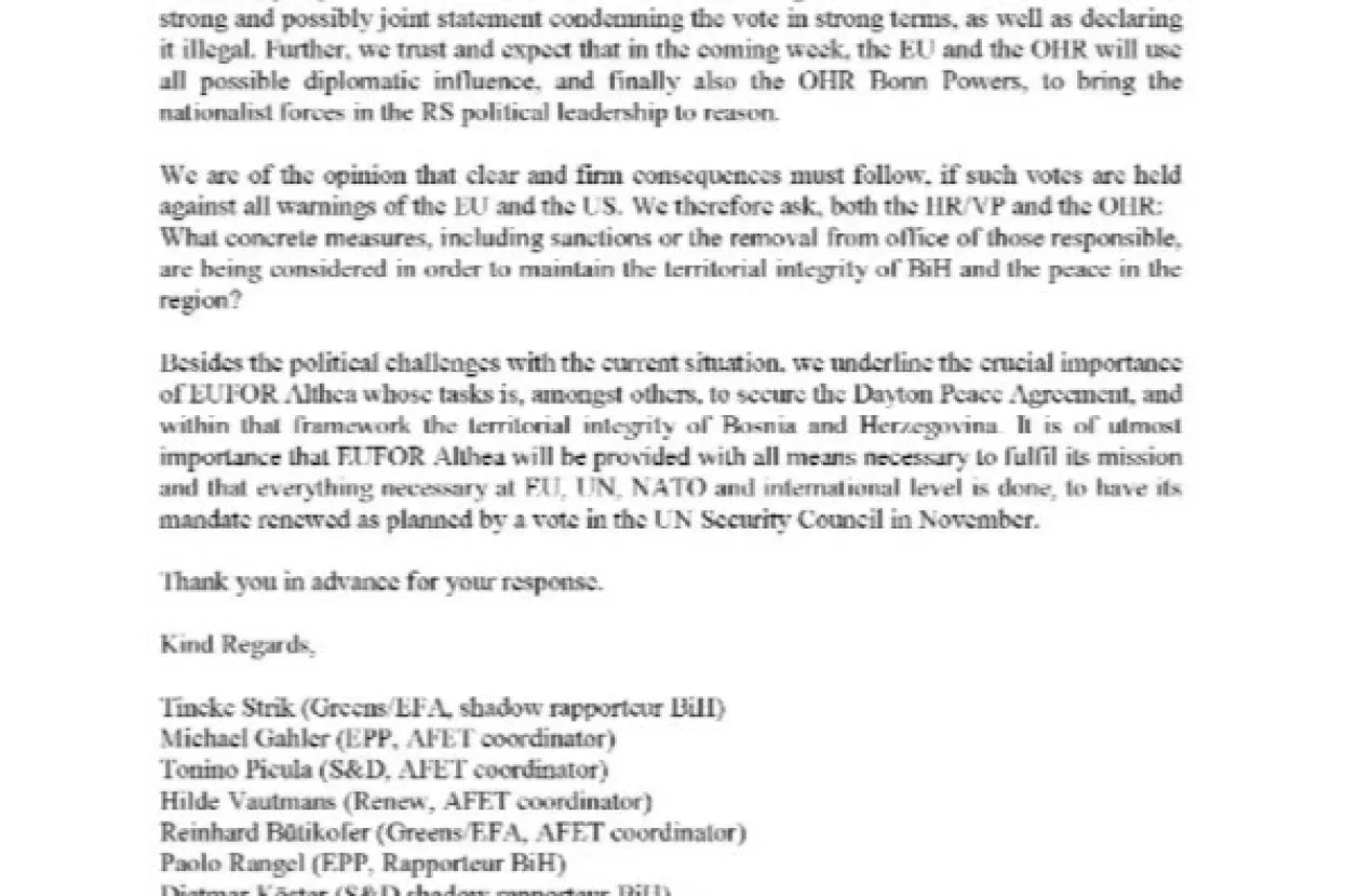 Zastupnici u EP pisali Borrellu i OHR-u