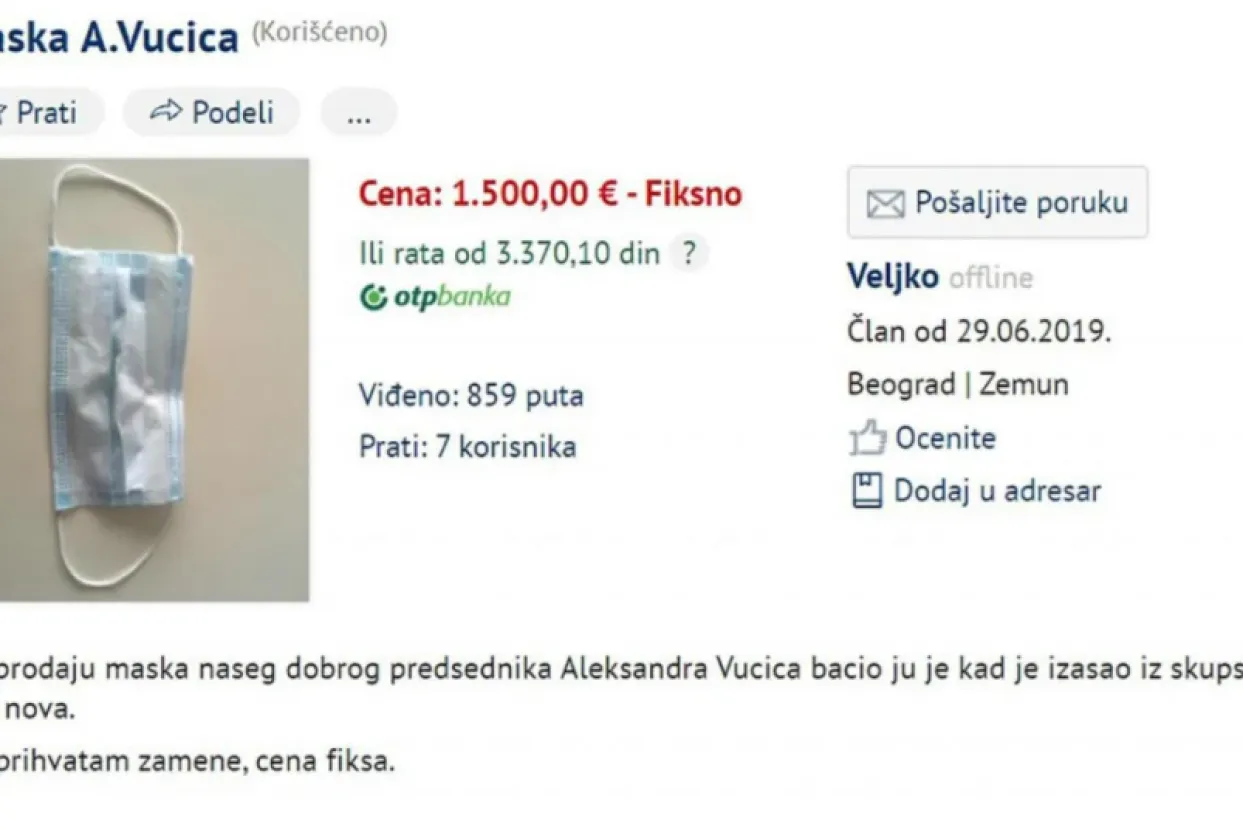 Oglas za Vučićevu masku