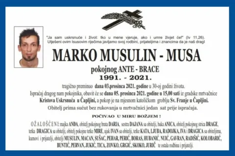 U prometnoj nesreći poginuo 30-godišnji Marko Musulin Musa