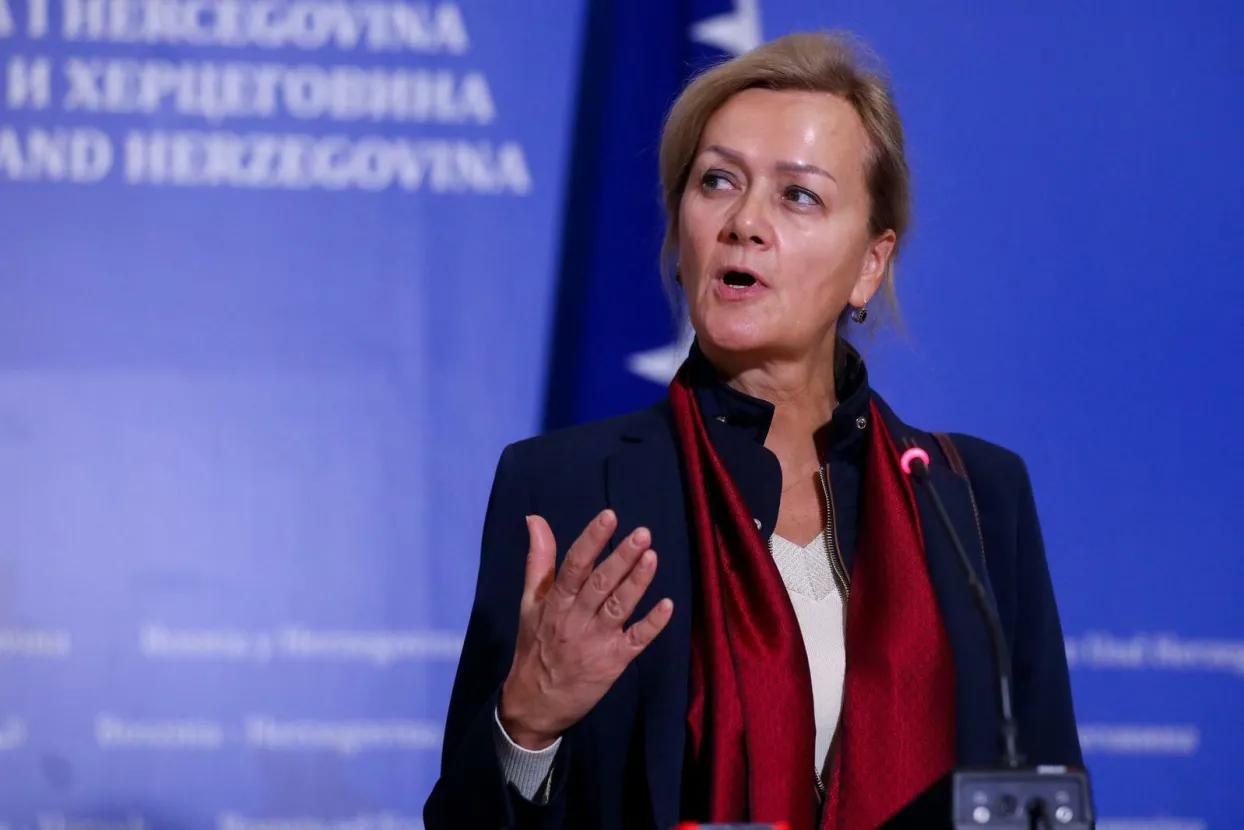 26.01.2022., Sarajevo, Bosna i Hercegovina - Nakon sastanka sa clanovima kolegija oba doma Parlamenta BiH Direktorica pri Europskoj sluzbi za vanjske poslove Angelina Eichhorst, specijalni izaslanik Ministarstva vanjskih poslova SAD Matthew Palmer i Dragan Covic odrzali su konferenciju za medije. Aneglina Eichhorst
Photo: Armin Durgut/PIXSELL Photo: Armin Durgut/PIXSELL