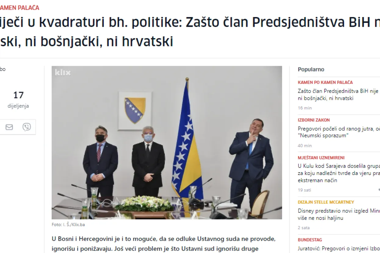 Naslovnica portala Klix.ba