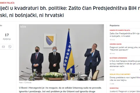 Naslovnica portala Klix.ba