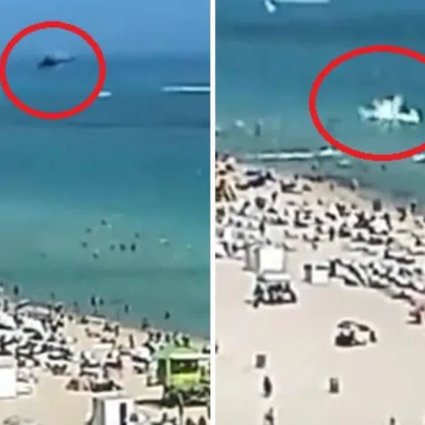 Helikopter pao među kupače usred bijela dana