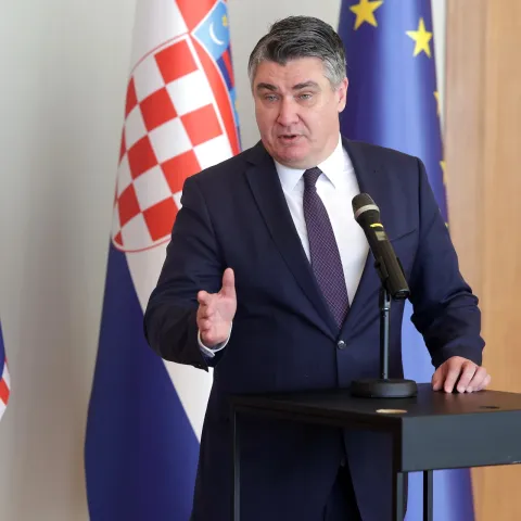 Zagreb, 14.03.2022. - Predsjednik RH na konferenciji za medije izvjestio je javnost o stanju istrage pada letjelice na zagrebačkom Jarunu.