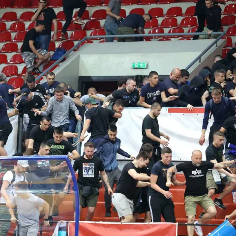17.05.2022., KD Drazen Petrovic, Zagreb - Treca utakmica doigravanja za ulazak u HT Premijer ligu: KK Dinamo - KK Bosco. Navijaci Dinama, Bad Blue Boysi