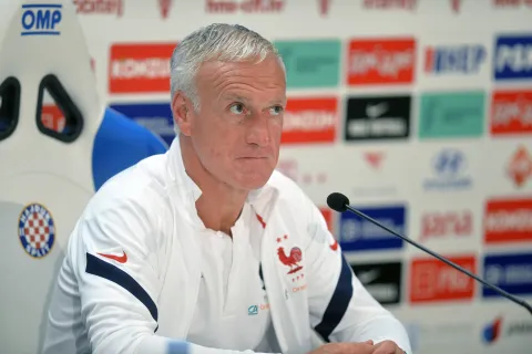 Split, 5.6.2022.- Konferencija za novinare Francuske nogometne reprezentacije. Na slici trener Didier Deschamps. foto HINA/ Mario STRMOTIĆ/ ms