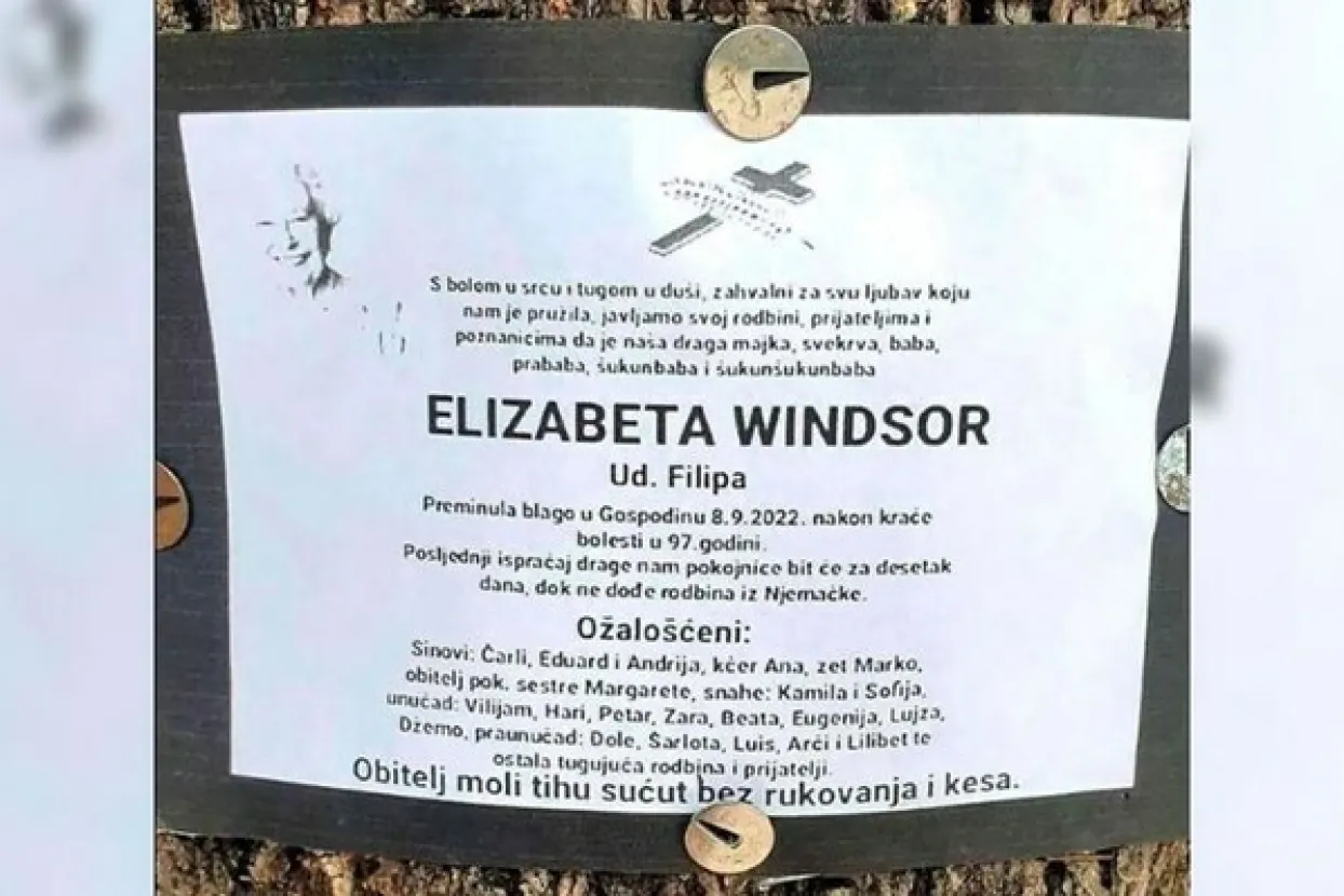 U Dalmaciji osvanula osmrtnica kraljici Elizabeti