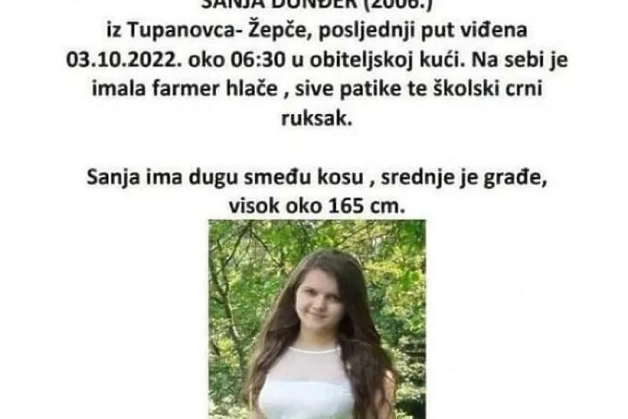 Kod Žepča nestala 16-godi&scaron;nja Sanja Dunđer, obitelj moli za pomoć