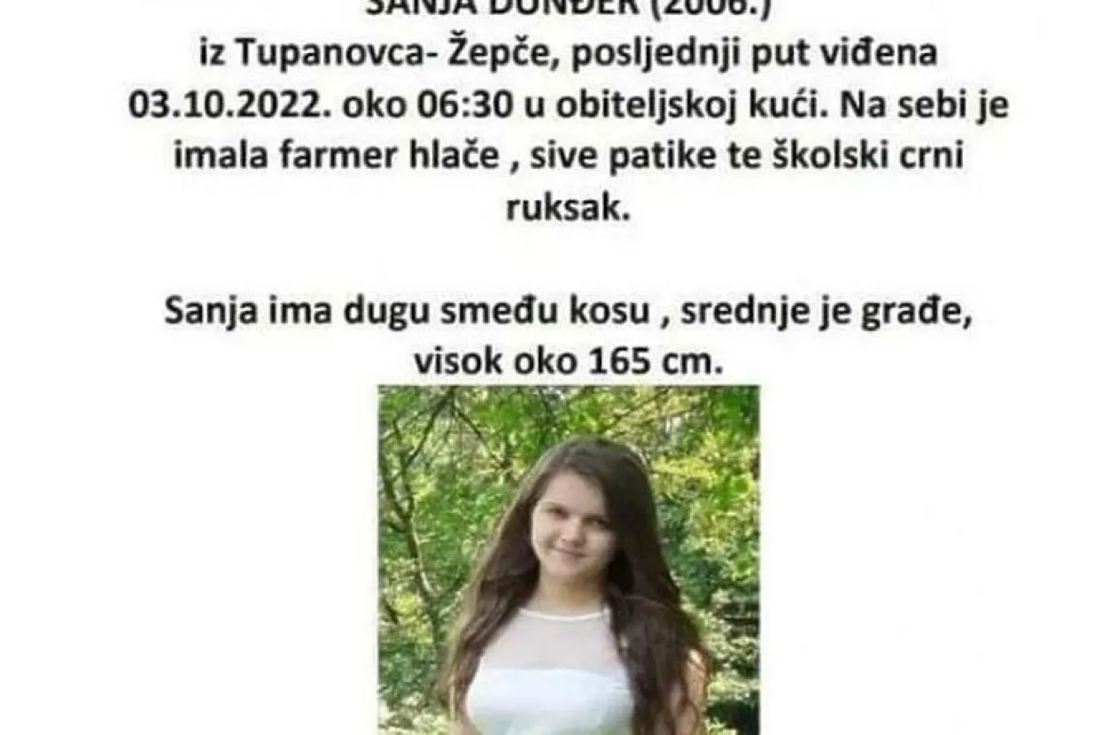 Kod Žepča nestala 16-godi&scaron;nja Sanja Dunđer, obitelj moli za pomoć