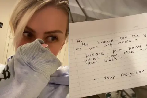 Bacala smeće u kratkim hlačama pa joj stigla ljutita poruka susjede: 'Moj suprug te može vidjeti na kameri'