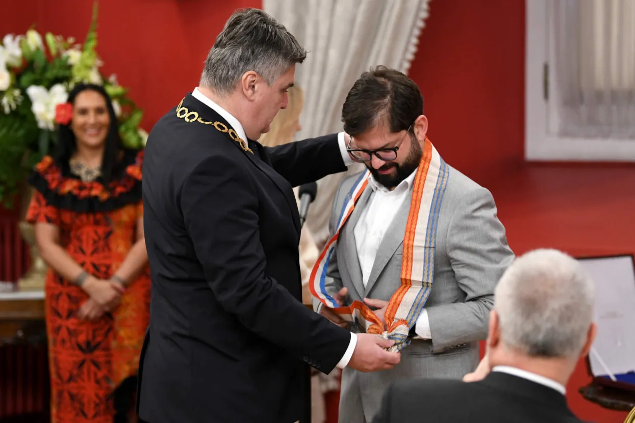 Santiago, 12.12.2022.- Predsjednik Repulike Hrvatske Zoran Milanović tijekom slubenog posjeta Republici Čileu sastao se s predsjednikom Republike Čilea Gabrielom Boricem Fontom.