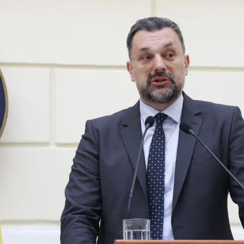Ministar vanjskih poslova BiH Elmedin Konaković susreo se danas s ministricom vanjskih poslova Savezne Republike Njemačke Annalenom Baerbock koja boravi u zvaničnoj posjeti Bosni i Hercegovini. Prije zvaničnog sastanka u Ministarstvu, Konaković i Baerbock pro&scaron;etali su Ba&scaron;čar&scaron;ijom. Foto FENA/Harun Muminović