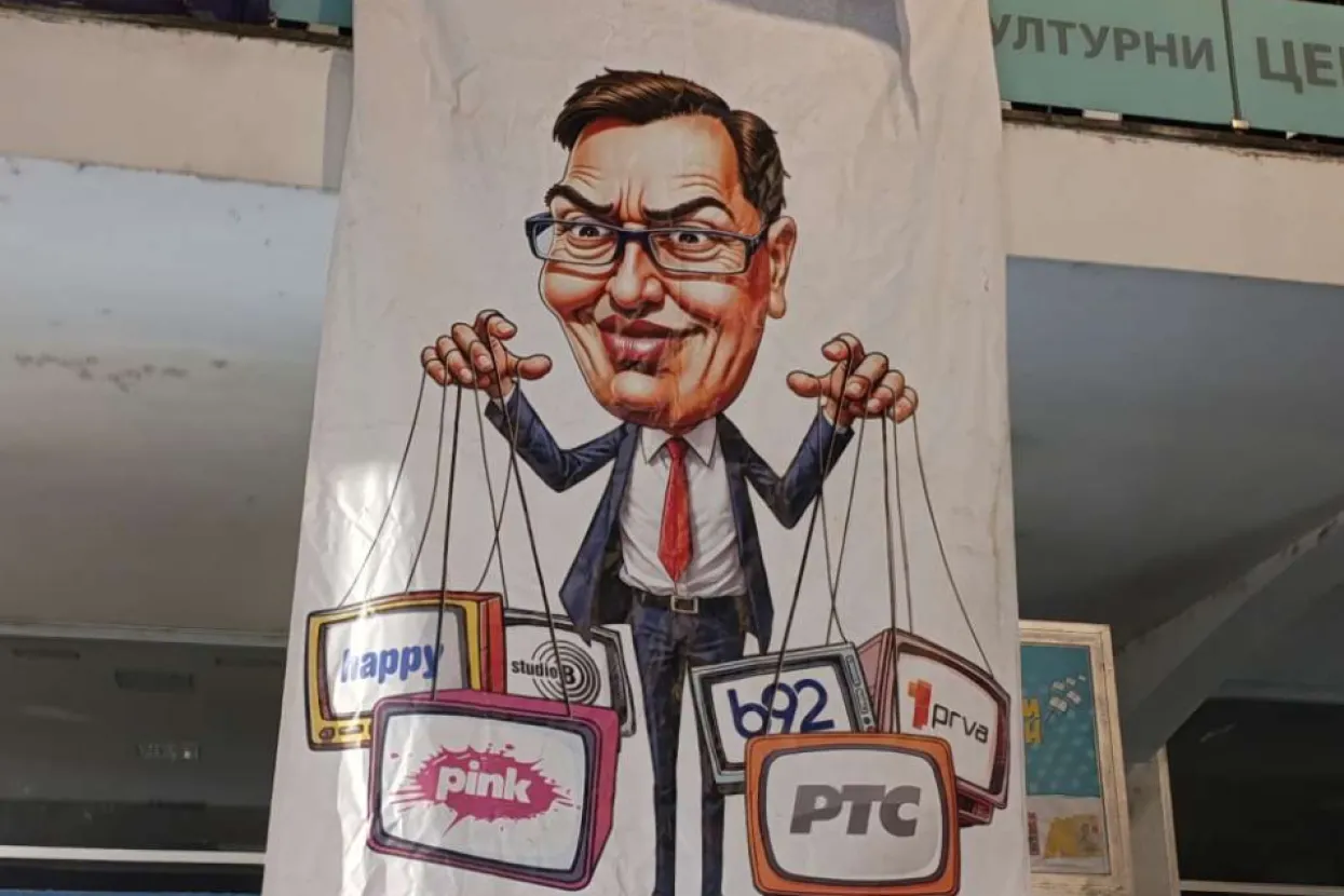 Karikatura Vučića i srpskih medija