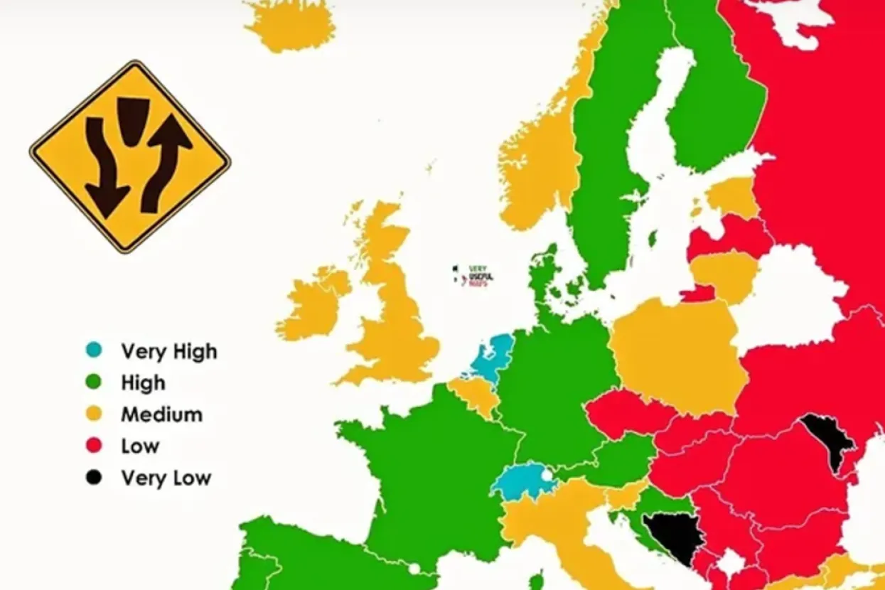 Karta kvaliteta cesta u Europi