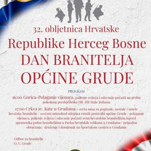 Obilježavanje Dana branitelja općine Grude i 32. obljetnice Hrvatske Republike Herceg-Bosne