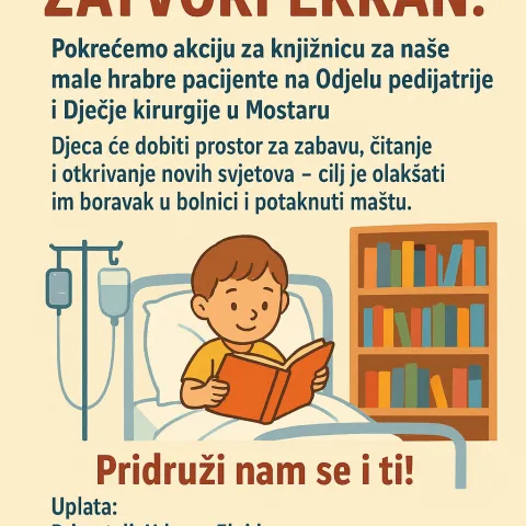 'Otvori knjigu, zatvori ekran' – bolnička knjižnica za male pacijente SKB-a Mostar