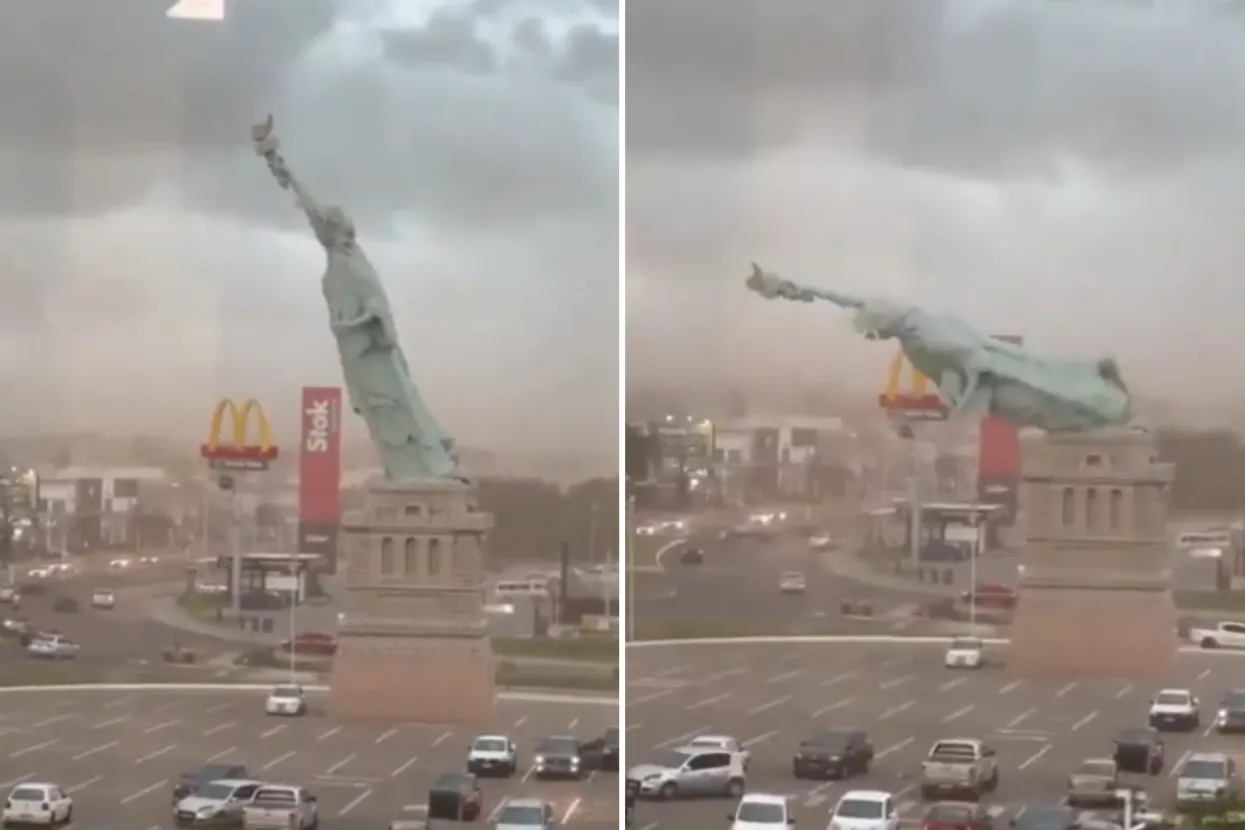 Snažan vjetar sru&scaron;io repliku Kipa slobode visoku 35 metara