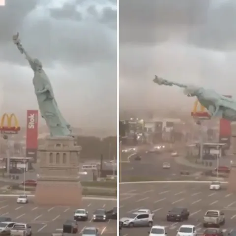 Snažan vjetar sru&scaron;io repliku Kipa slobode visoku 35 metara