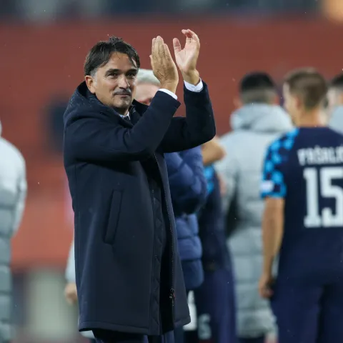 Utakmica Lige nacija između reprezentacija Austrije i Hrvatske u Beču. Na slici izbornik Zlatko Dalić slavi pobjedu.