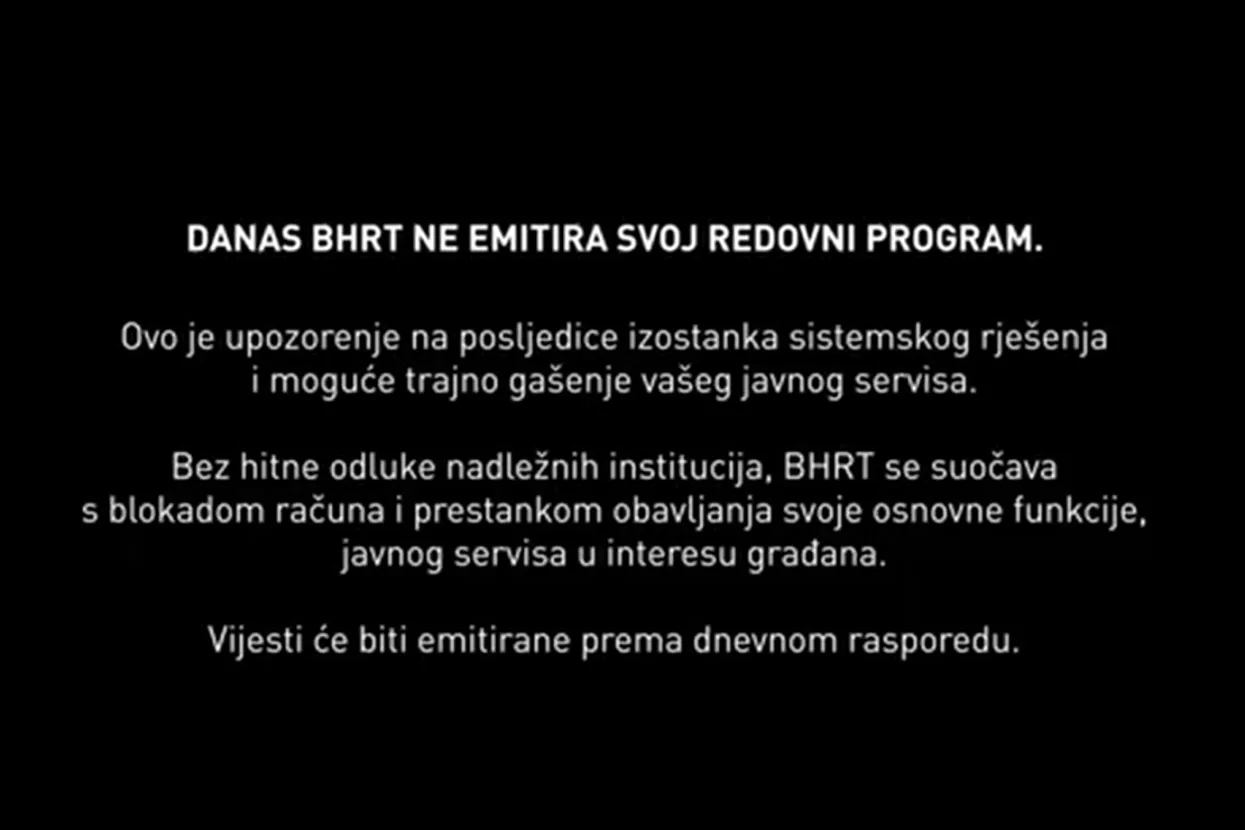 BHRT danas ne emitira program