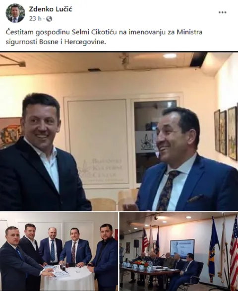 Zdenko Lučić čestitao Cikotiću ministarsko mjesto