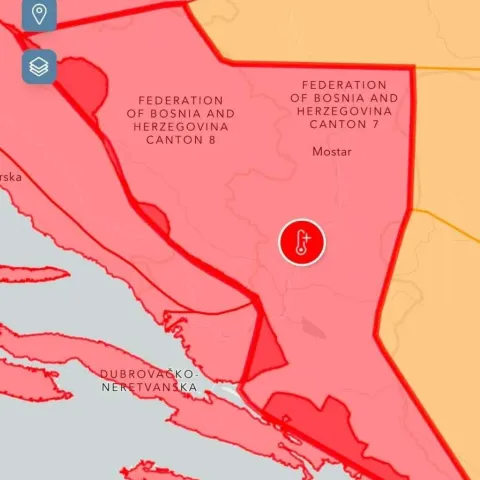 Crveni meteoalarm za Županiju Zapadnohercegovačku