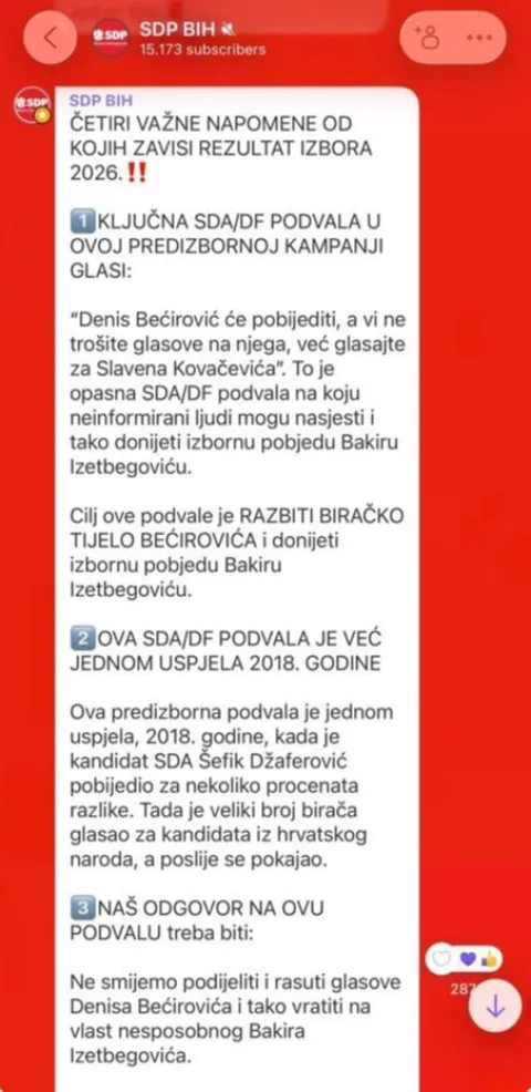Poruka SDP-a